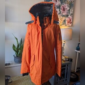 G-Lab Bright Orange Hooded WINTER Jacket Fur Collar L